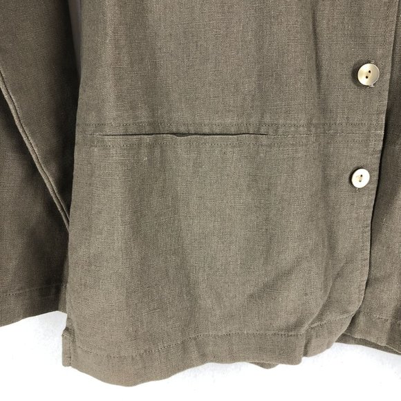 Style & Co Women's Size M/L** Petite Brown Linen Blend Button Front Jacket - Picture 5 of 9